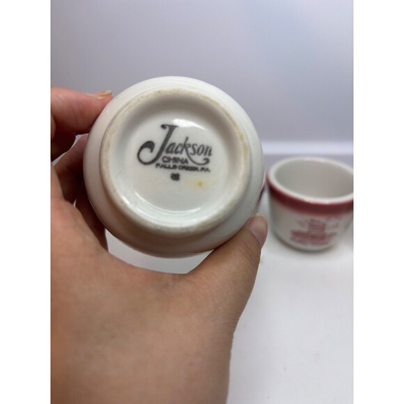 4 Jackson China Restaurant Ware Red Airbrush Custard Egg Cup/teacups Hong Kong - Picture 6 of 13